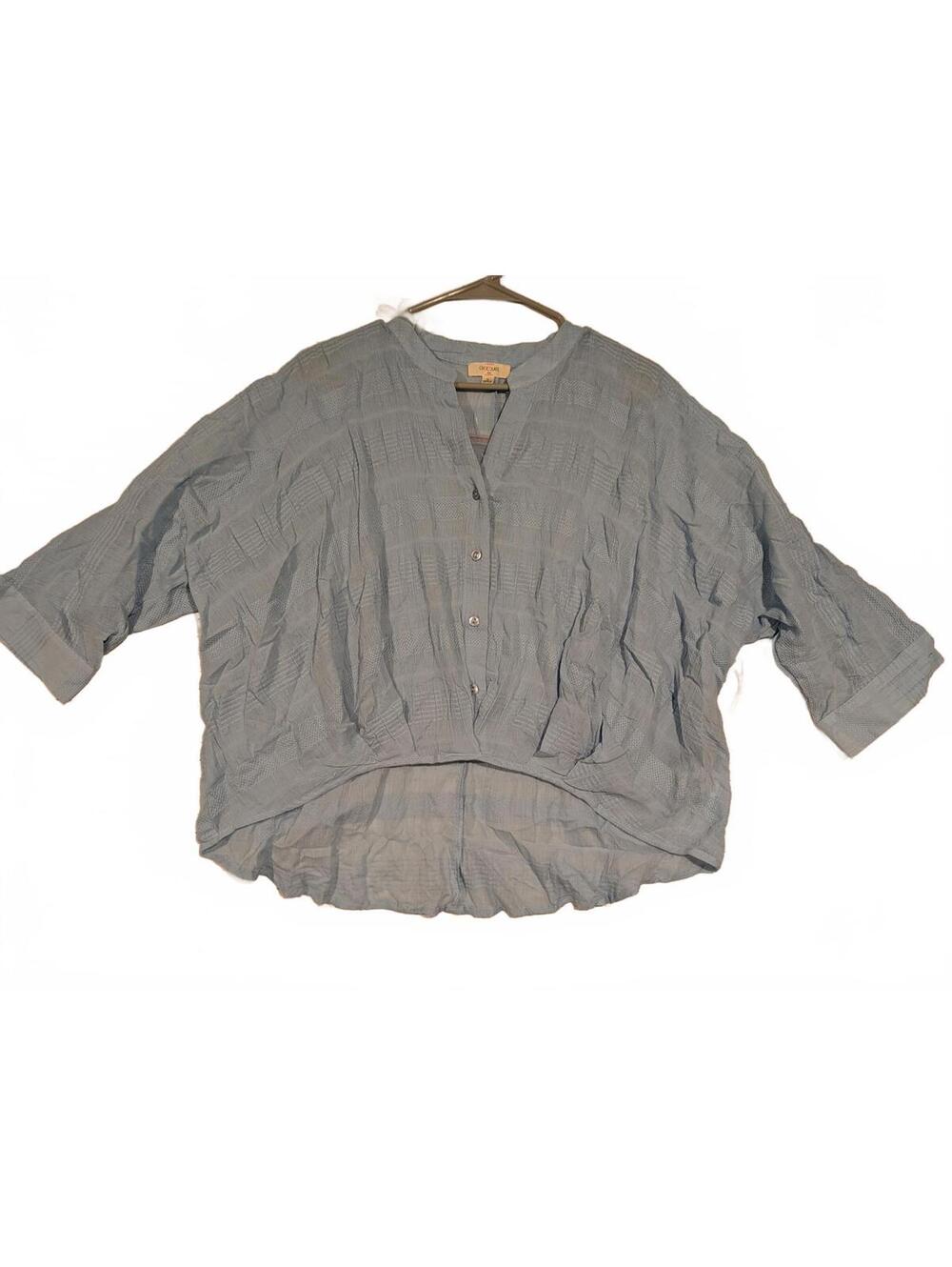 Chocolate USA Textured Button Front Blouse Crinkle Oversized Womens Medium